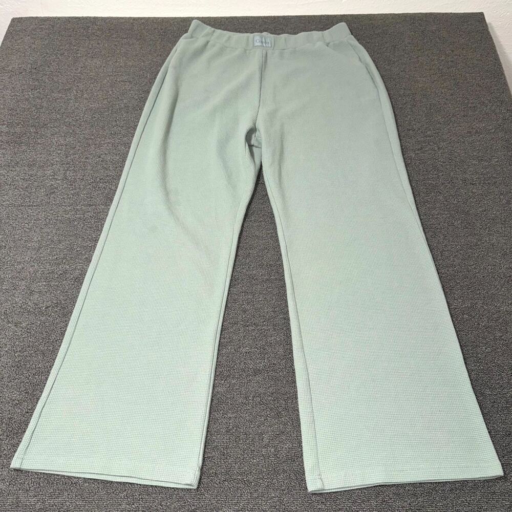 Comfrt Wide Leg Pants Womens XL Green High Rise Flat Front Casual Pull On Lounge